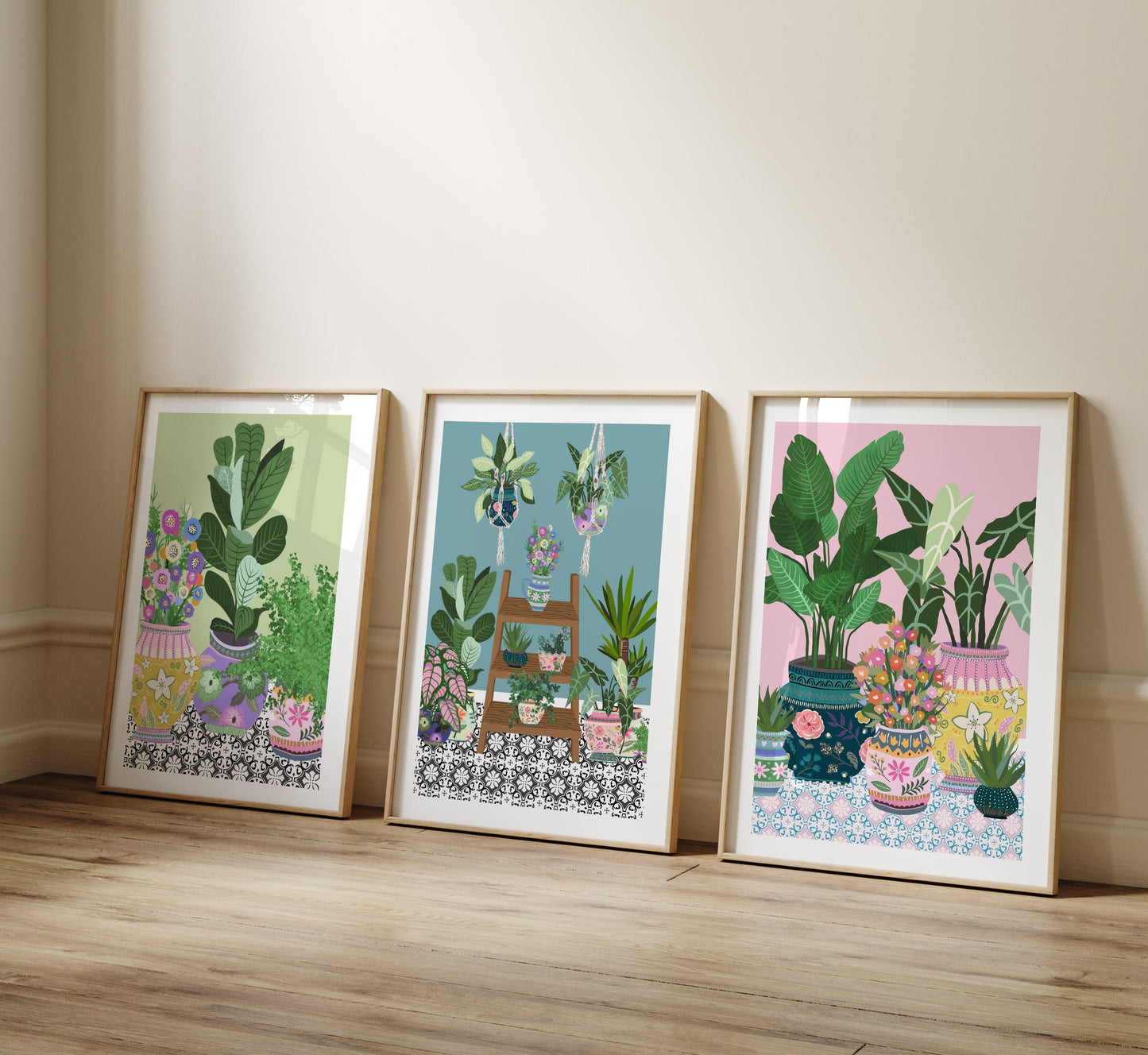 Botanical Boho Prints for the Home, Cottage Core Decor, Beautiful Vibrant House Plant Prints - Macrame Plant Hanger