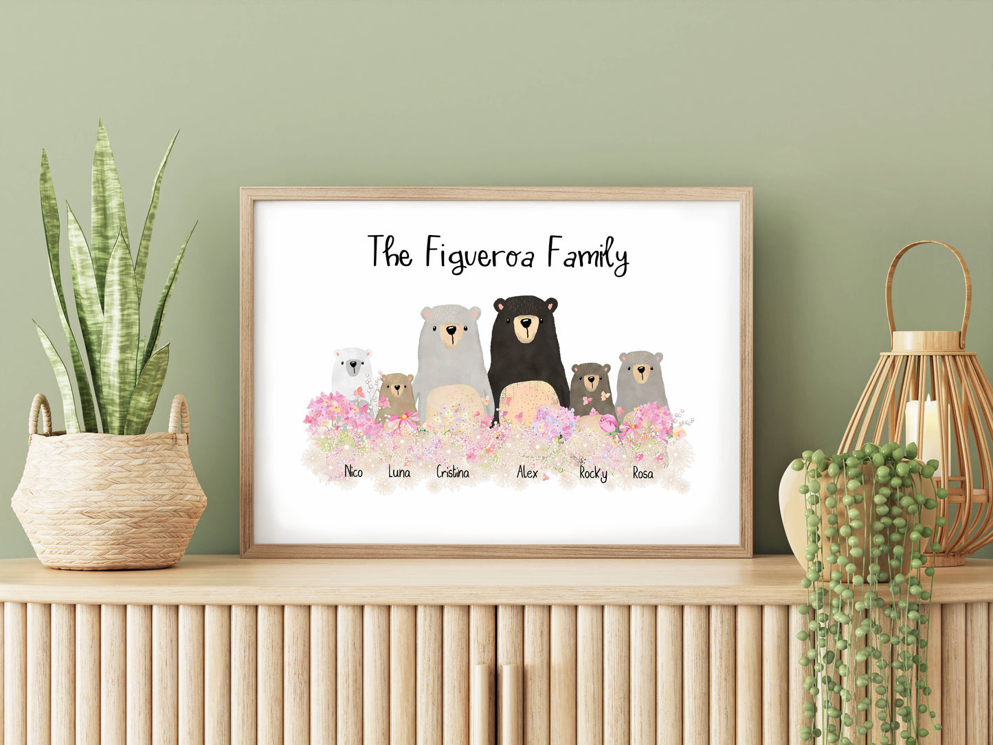 Personalised Bear Family Print, Birthday Gift for Her, Personalised Gift, Bear Print, Bear Family Portrait, Unique Family Print, Adoption Gift