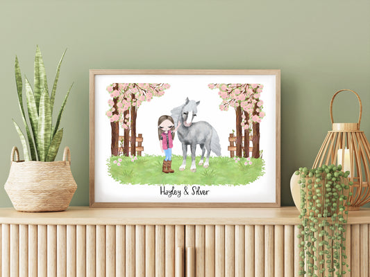 Personalised Horse Print, Gift for Horse Lover, Gift for Daughter, Girl & Her Horse Print, Cute Horse Print, Gift for friend