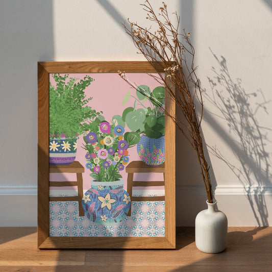 Botanical Boho Prints for the Home, Flower Vase, Cottage Core Decor, Beautiful Vibrant House Plant Print, On Trend Prints, Colourful & Fun Prints