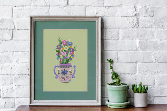 Botanical Art Prints for the Home, Vintage Vase & Flowers, Cottage Core Decor, Beautiful Vibrant House Plant Prints