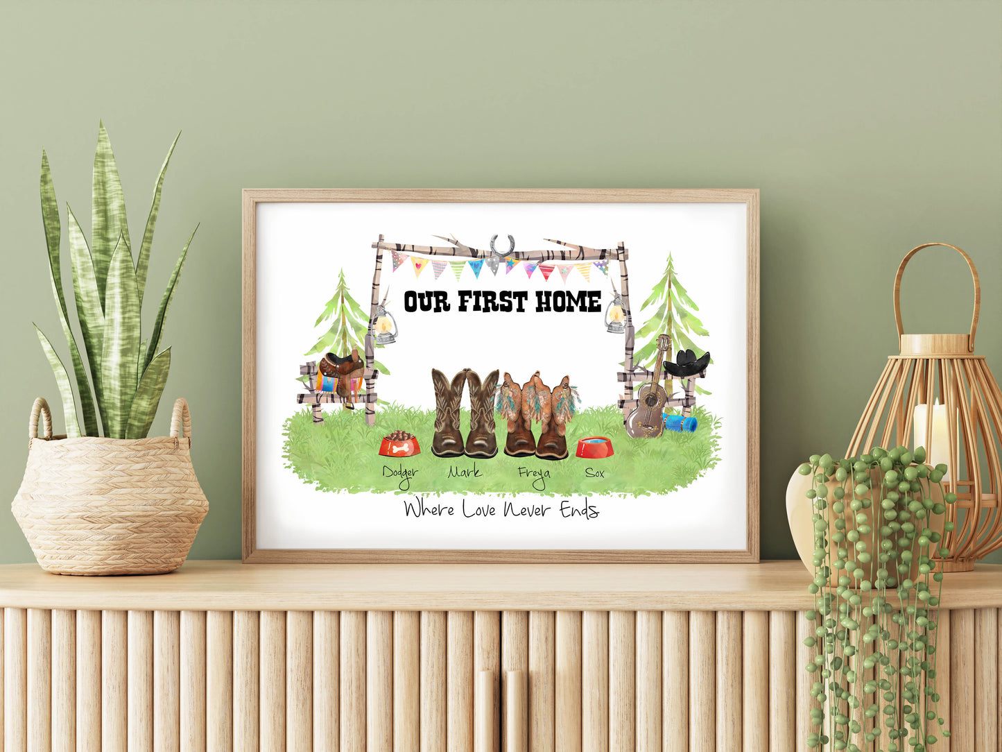 Personalised Cowboy Boot Family Print - Birthday Gift for Her or him - Anniversary Gift - Country & Western Lovers - Gift for Her Birthday - Personalised Family Gift - Cowboy Boot printSnowy Winter Theme