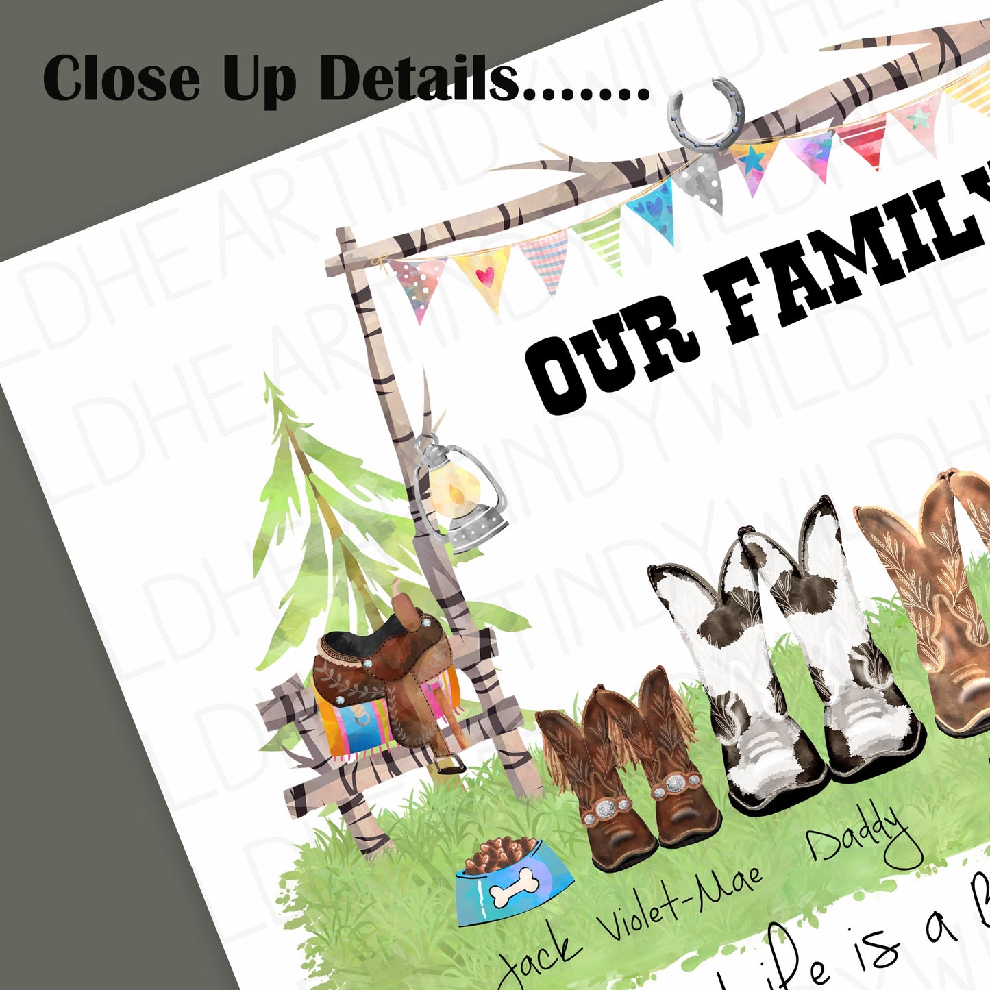 Personalised Cowboy Boot Family Print - Birthday Gift for Her or him - Anniversary Gift - Country & Western Lovers - Gift for Her Birthday - Personalised Family Gift - Cowboy Boot printSnowy Winter Theme