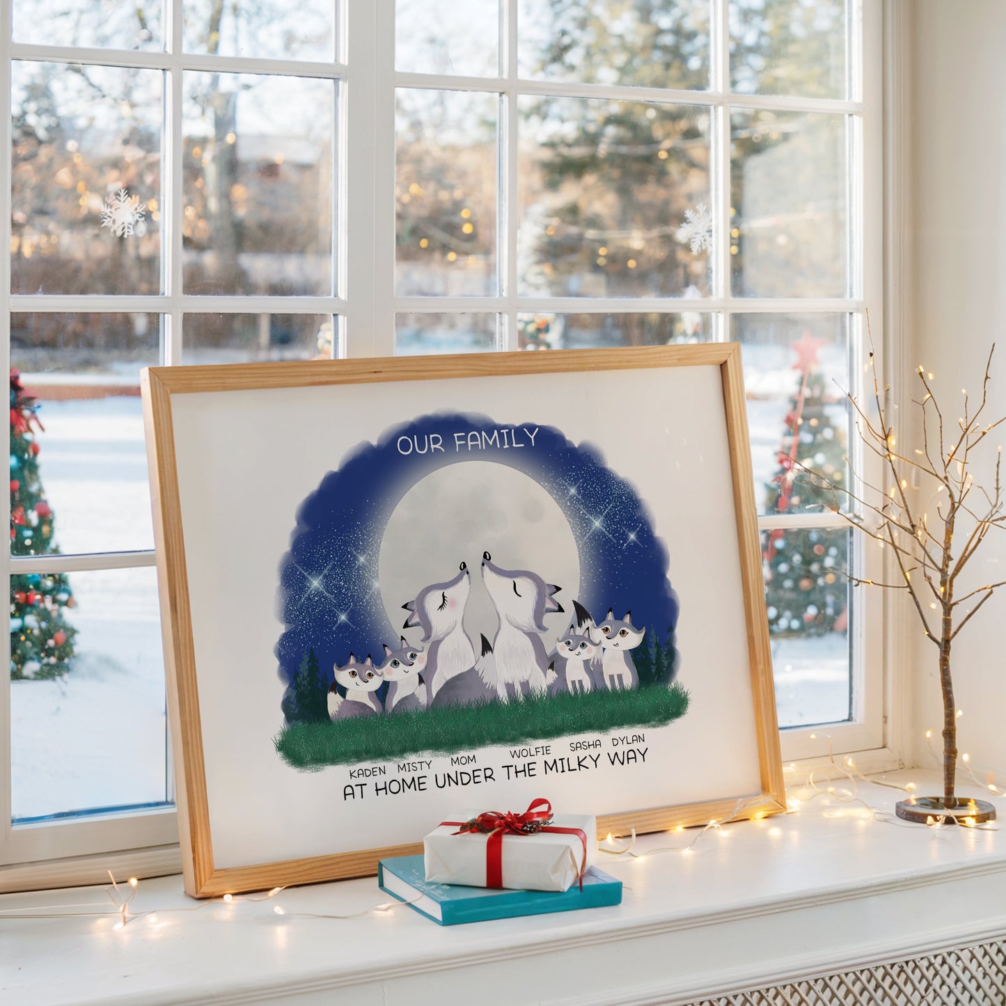 Personalised Wolf Family Print, Family Quotes, Wolf Pack Print, Christmas Gift, Cute Wolf Family Portrait, Personalised Gift, Secret Santa gift