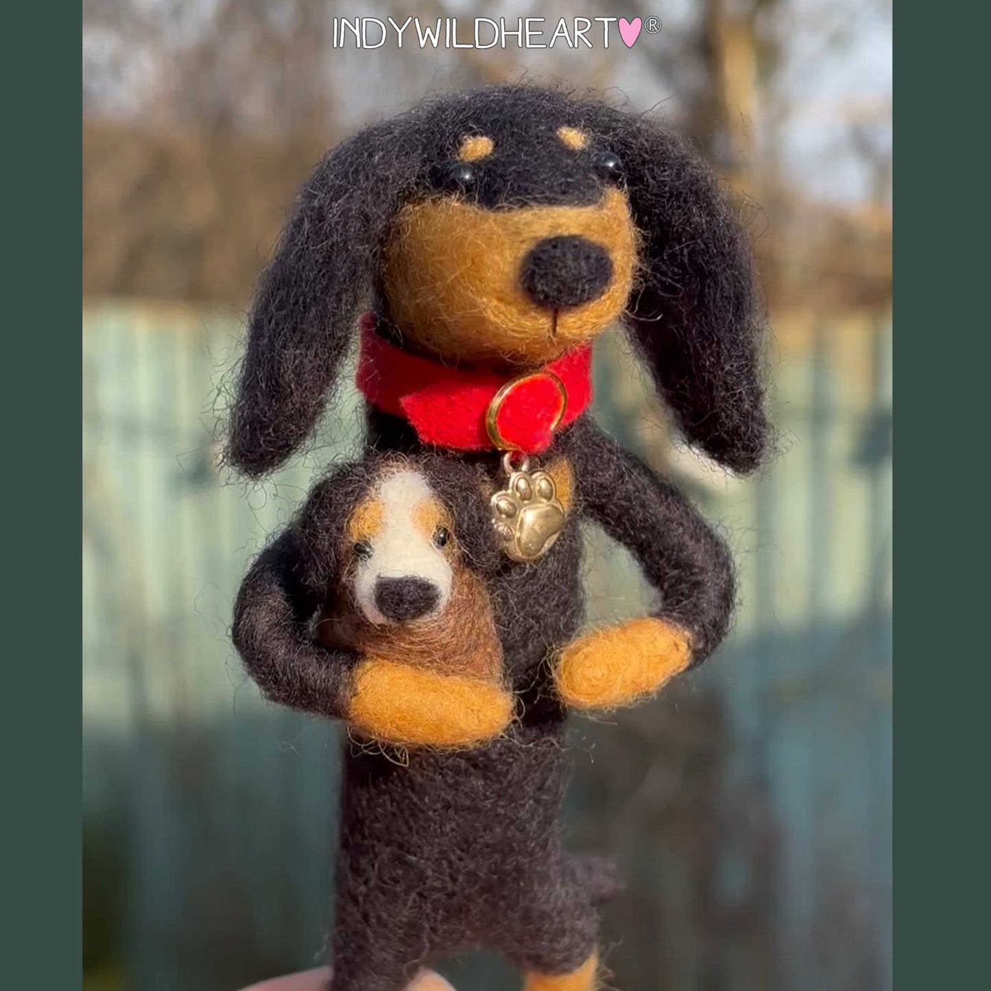 Needle Felted Miniature Dachshund Dog - Black and Tan Dachshund Felted Ornament - Beautiful Handmade Gift - For Dog Lovers