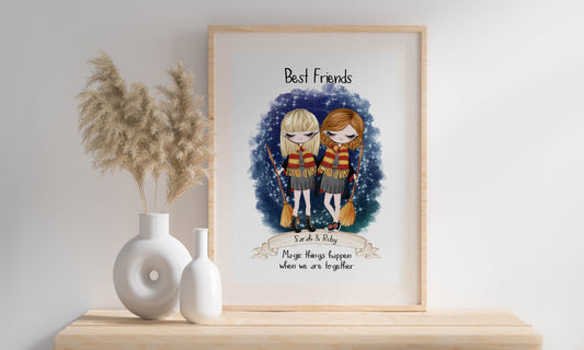 Personalised Best Friend Print Gift, Witches & Wizards Gift, Christmas Gift, Personalised Gift for Best Friend, Gift for Her, Movie Lovers