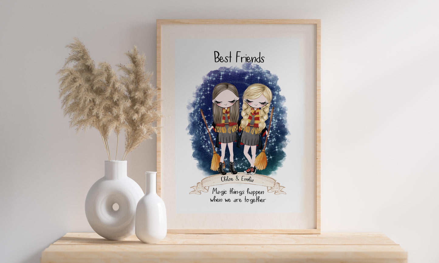 Personalised Best Friend Print Gift, Witches & Wizards Gift, Christmas Gift, Personalised Gift for Best Friend, Gift for Her, Movie Lovers