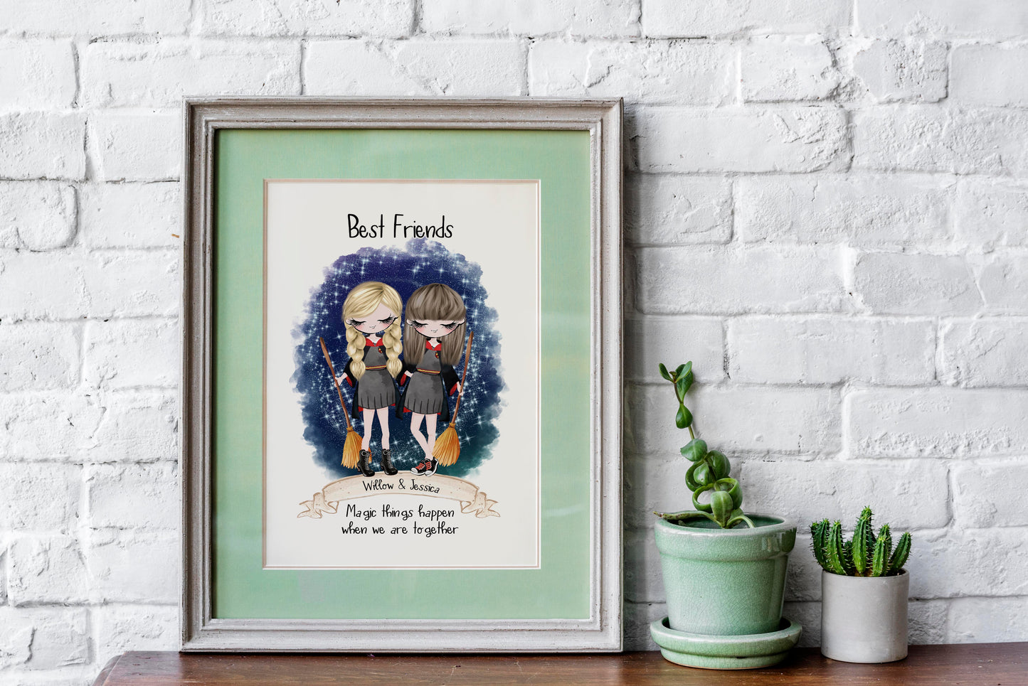 Personalised Best Friend Print Gift, Witches & Wizards Gift, Christmas Gift, Personalised Gift for Best Friend, Gift for Her, Movie Lovers