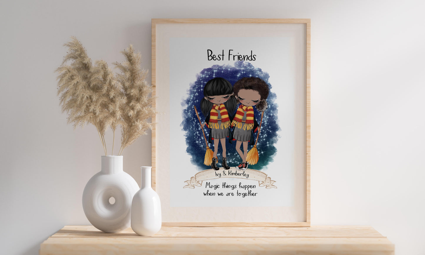 Personalised Best Friend Print Gift, Witches & Wizards Gift, Christmas Gift, Personalised Gift for Best Friend, Gift for Her, Movie Lovers