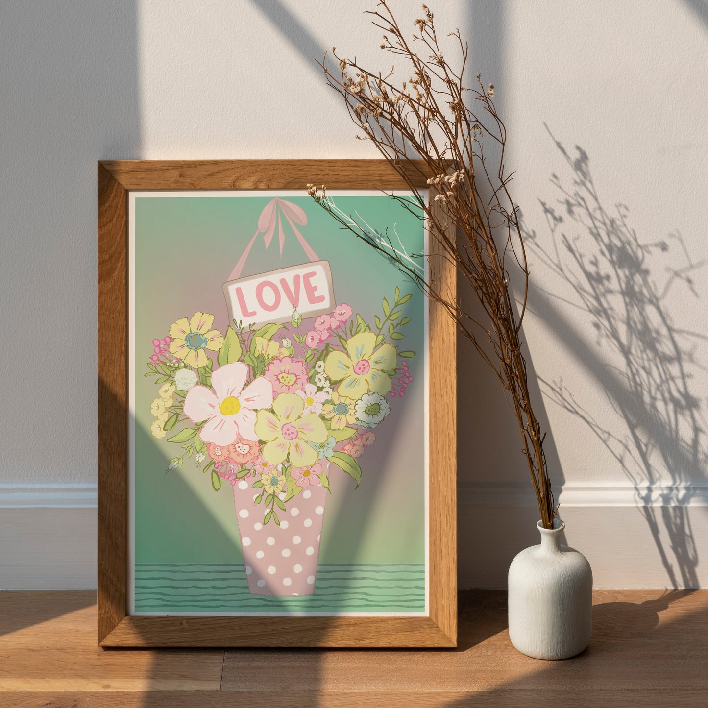 Vintage Floral Art Print, Cottagecore Decor, Beautiful Floral Print in Pastel Shades, Pretty Floral Print