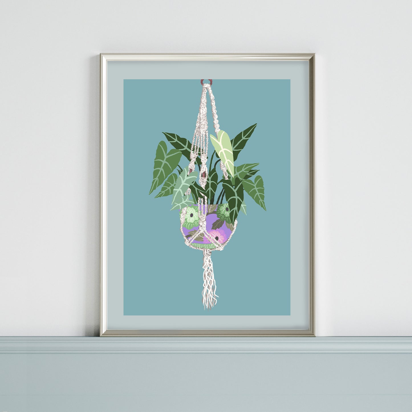 Botanical Boho Prints for the Home, Cottage Core Decor, Beautiful Vibrant House Plant Prints - Macrame Plant Hanger