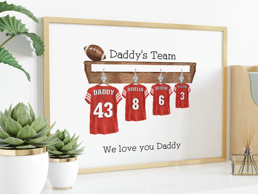 Personalised American Football Family Print - Personalised gift - Birthday Gift for Dad, Gift for NFL Football fans, Gift for him, Fathers Day gift