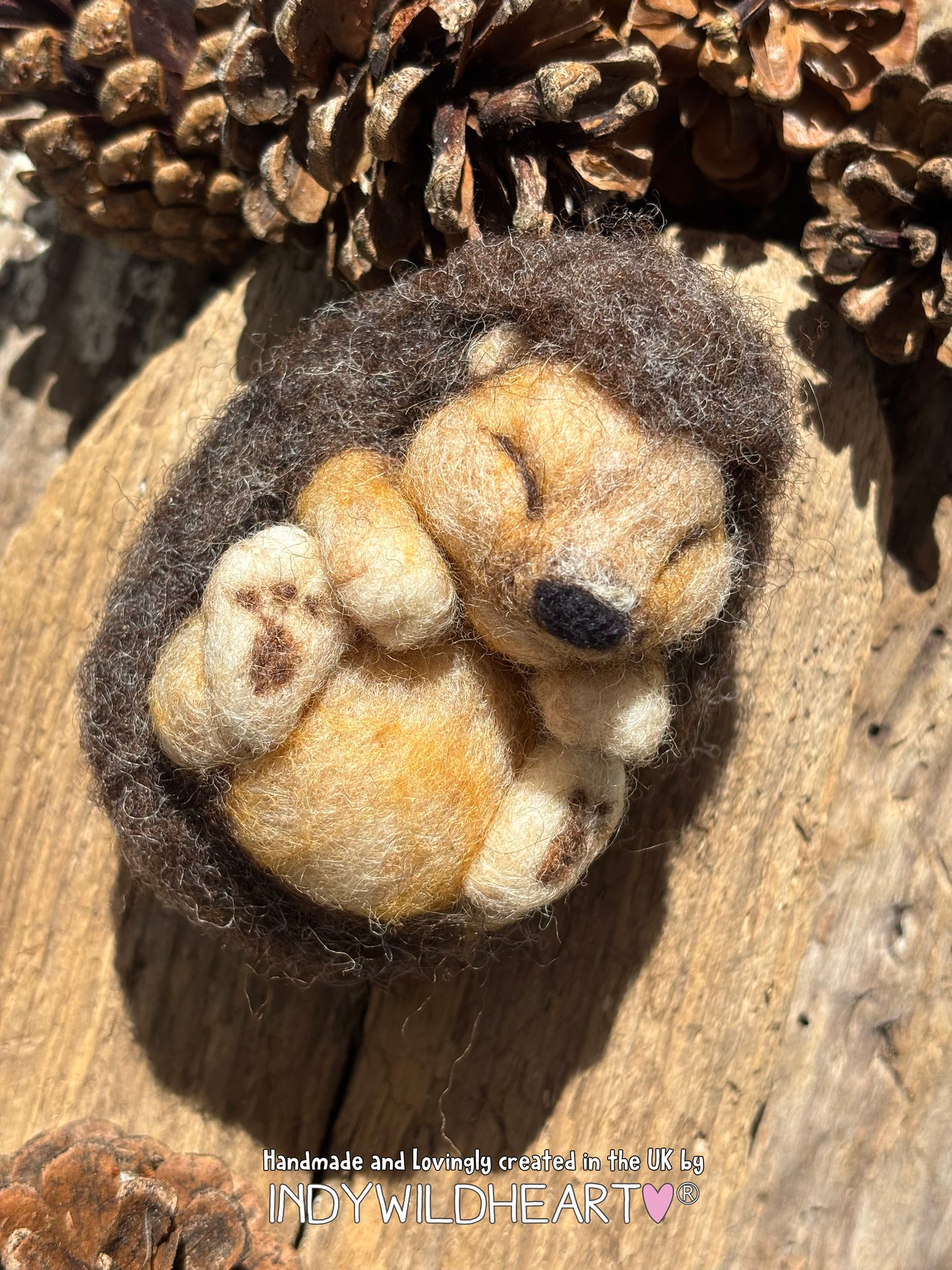 Needle Felted Hedgehog - Cute Sleeping Hedgehog Felted Ornament