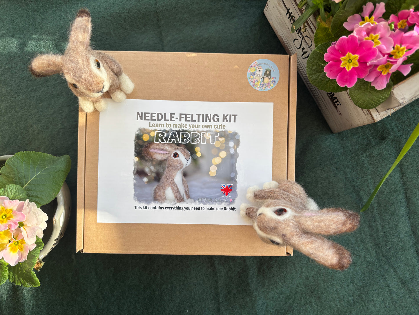 Needle Felt Kit Rabbit - Make Your Own Cute Needle Felted Rabbit - Craft Kit contains everything you need