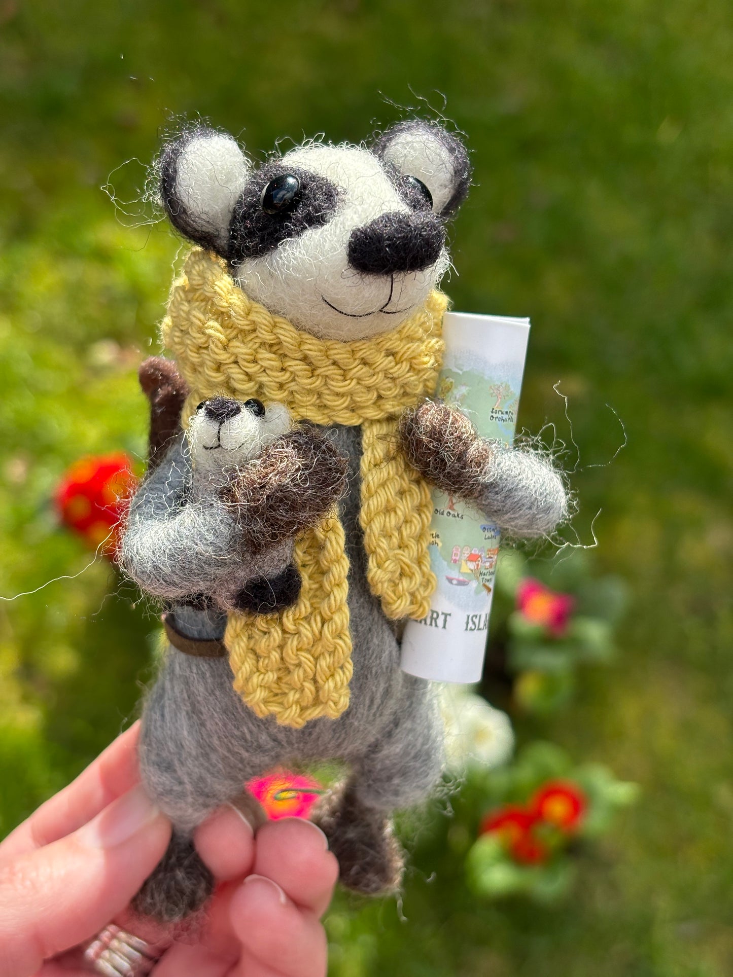 Needle Felted Badgers - Felted Ornament - Handmade Gift - Badgers - Needle Felt Collectable
