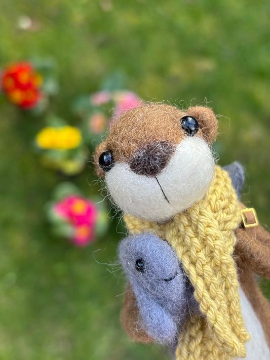 Needle Felted Otter - Felt Miniature Otters - Needle Felt Collectable - Handmade Gift for Otter Lover