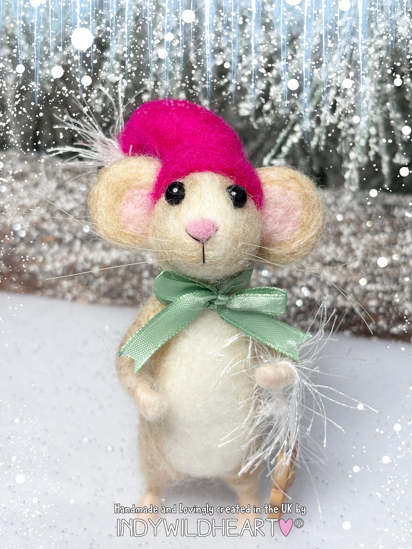 Needle Felted Mouse Ornament - Felt Mouse Collectable - Ophelia Mouse