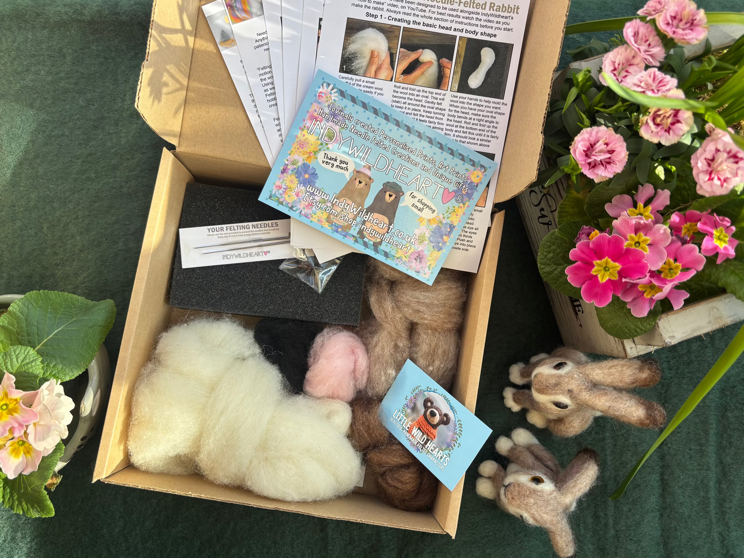 Needle Felt Kit Rabbit - Make Your Own Cute Needle Felted Rabbit - Craft Kit contains everything you need