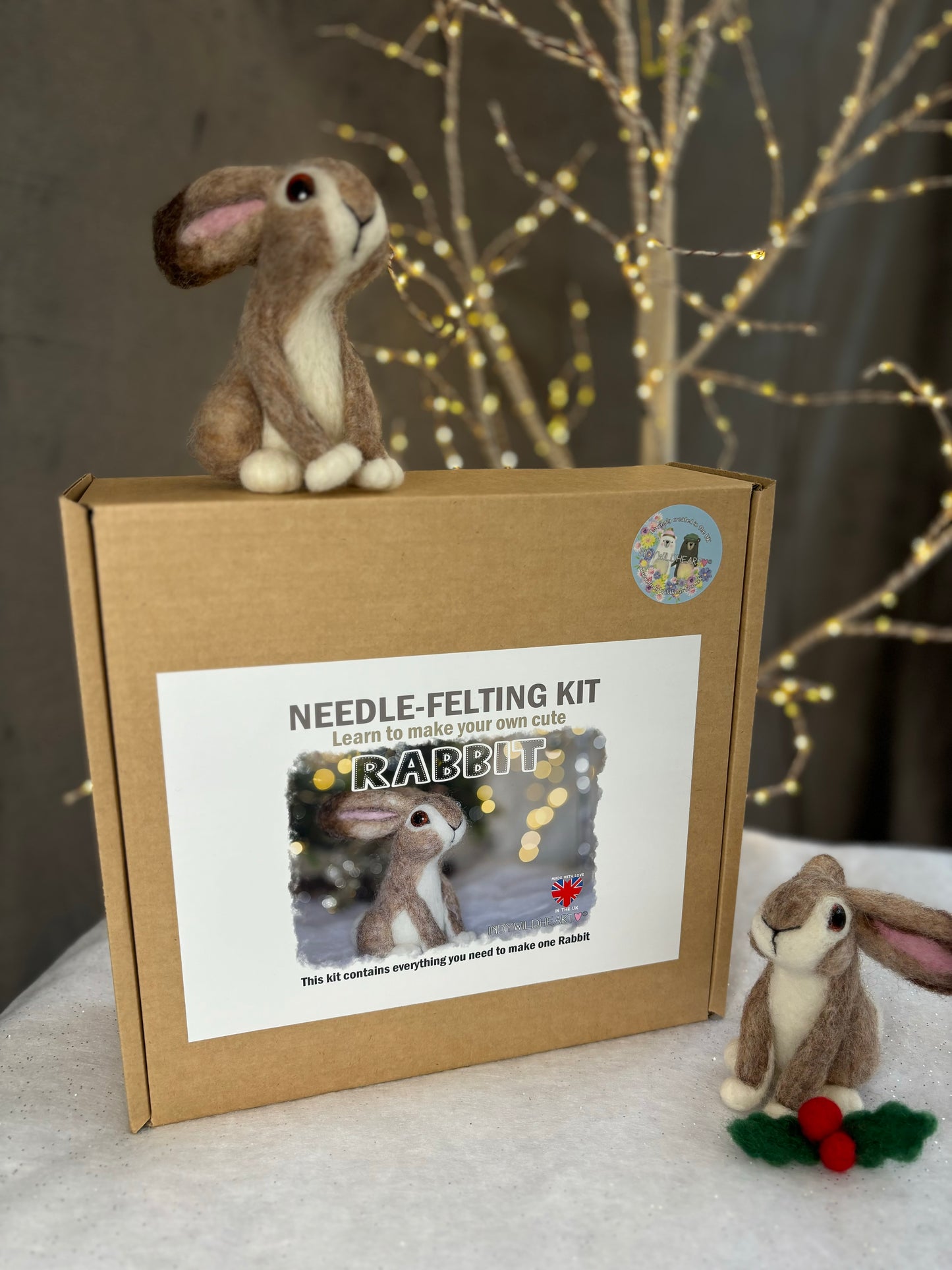 Needle Felt Kit Rabbit - Make Your Own Cute Needle Felted Rabbit - Craft Kit contains everything you need