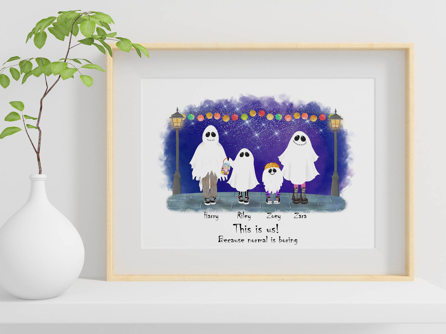Personalised Ghost Family Print, Custom Halloween Print, Perfect for Halloween Vibes everyday!