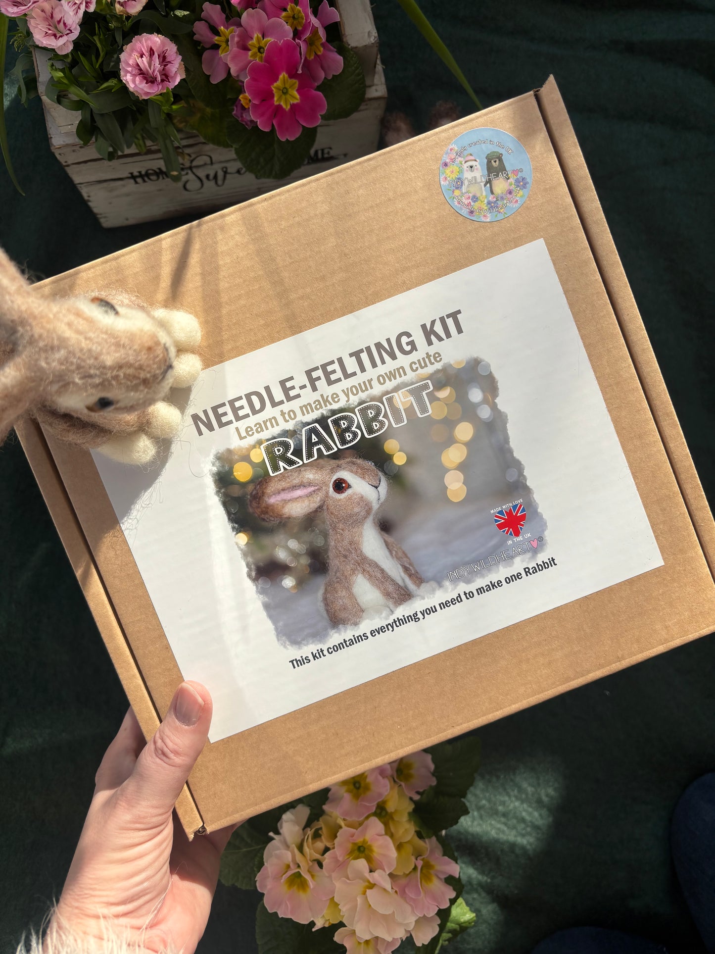 Needle Felt Kit Rabbit - Make Your Own Cute Needle Felted Rabbit - Craft Kit contains everything you need