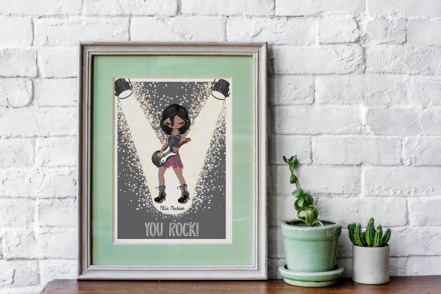 Personalised Best Friend Print Gift, Rock Chick Print, Music Lover Gift, Rock N Roll, Music Print, Gift for Friend, Christmas Gift for her, Secret santa gift
