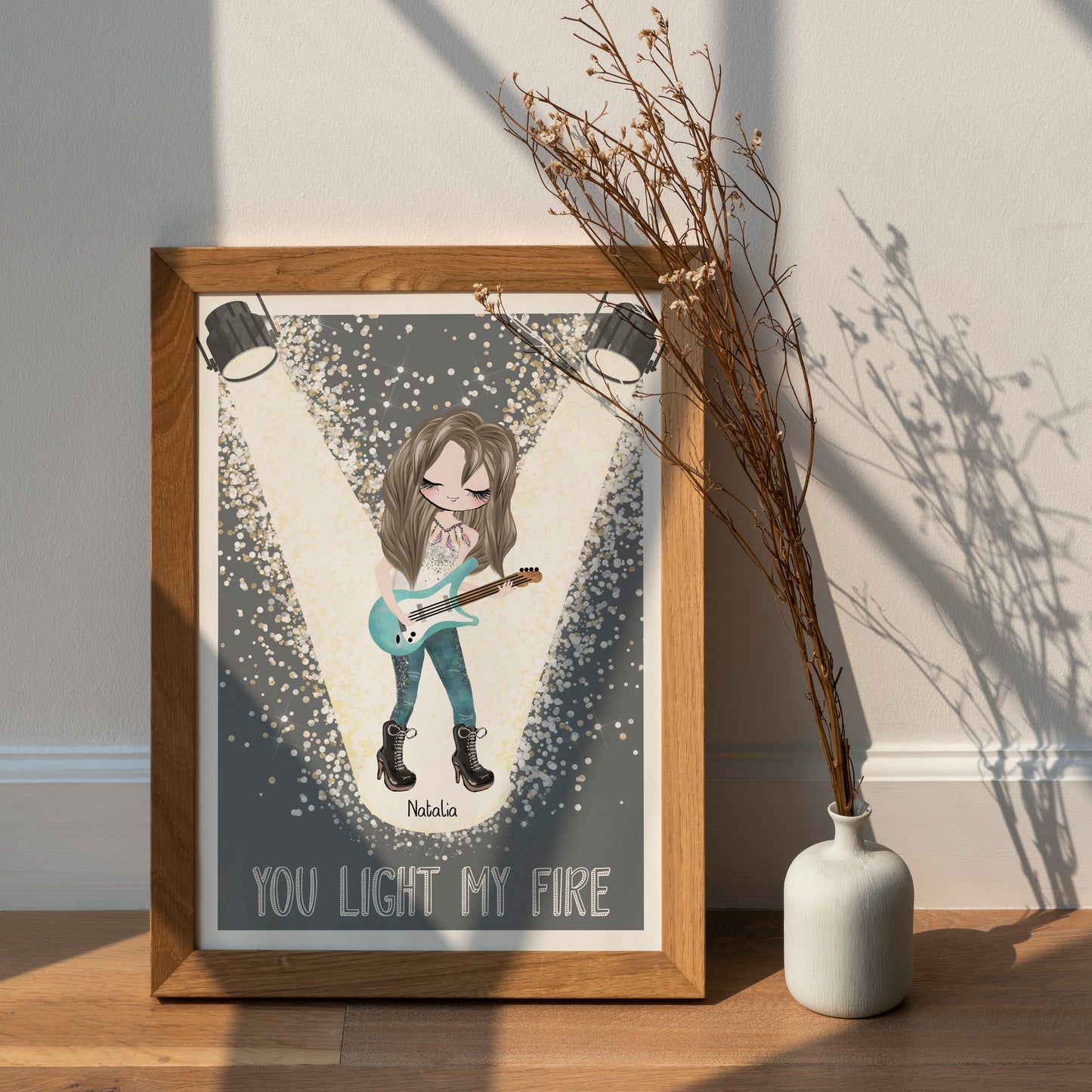 Personalised Best Friend Print Gift, Rock Chick Print, Music Lover Gift, Rock N Roll, Music Print, Gift for Friend, Christmas Gift for her, Secret santa gift