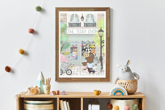 Whimsical Children's Wall Art Print, Animal Theme Nursery Print, Whimsical Animal Art, Gender Neutral Baby Nursery, Soft Pastel Tones, Unique Nursery Art Print