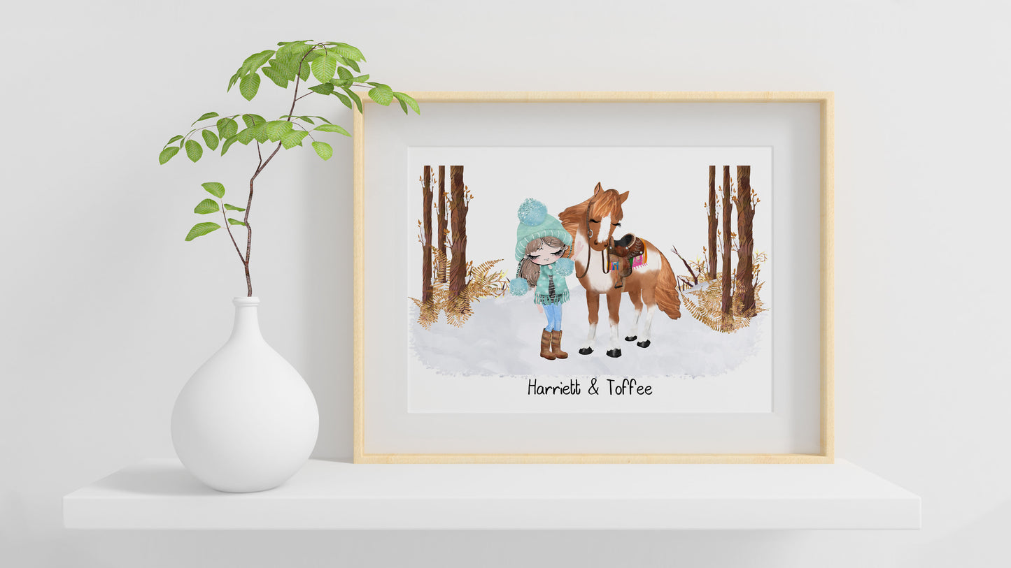 Personalised Horse Print Gift, Gift for Horse Lover, Christmas Gift for her, Western Riding Horse Lover Gift, Horse Gift