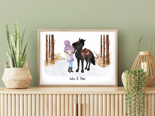 Personalised Horse Print Gift, Gift for Horse Lover, Christmas Gift for her, Western Riding Horse Lover Gift, Horse Gift