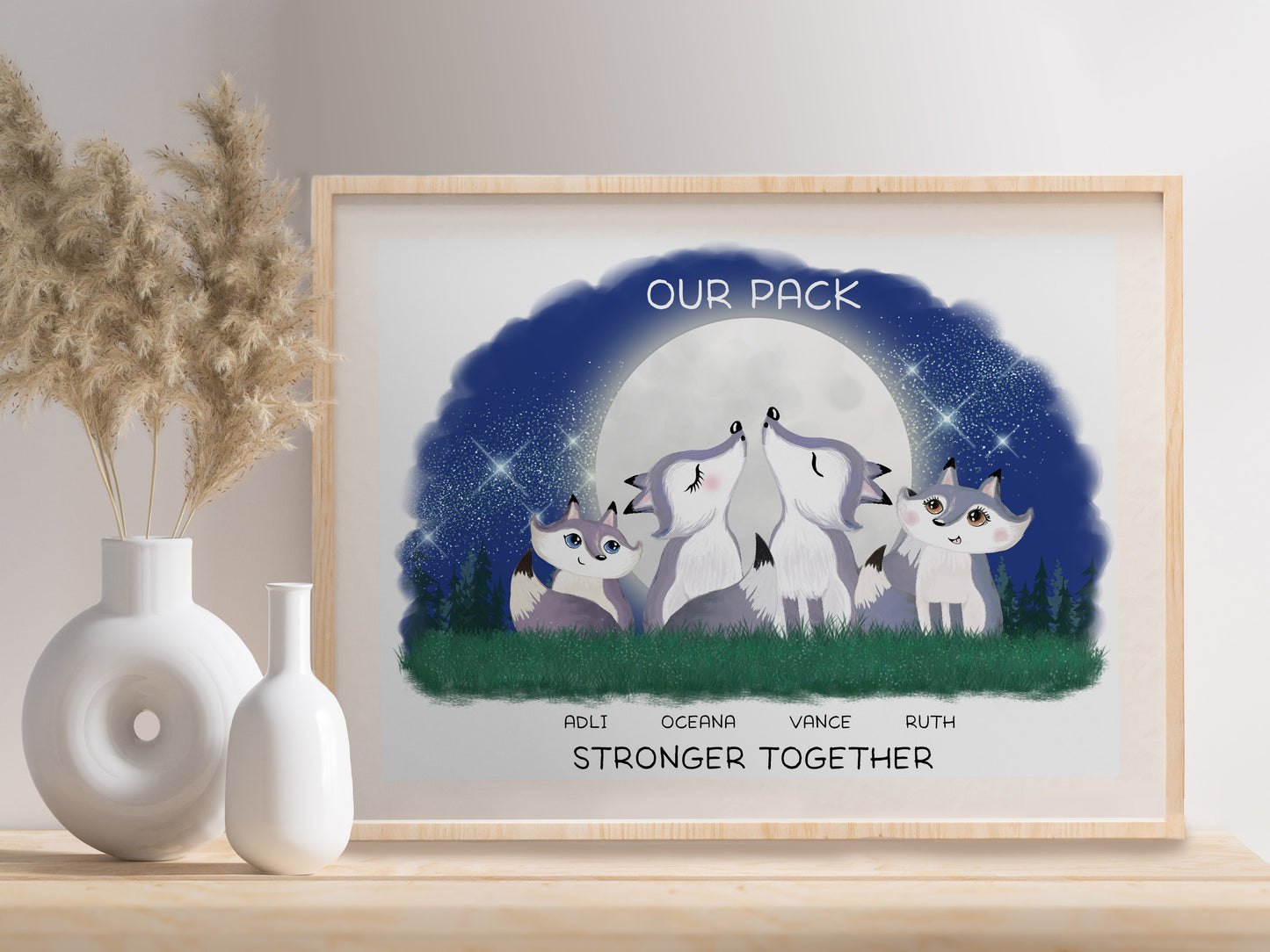 Personalised Wolf Family Print, Family Quotes, Wolf Pack Print, Christmas Gift, Cute Wolf Family Portrait, Personalised Gift, Secret Santa gift