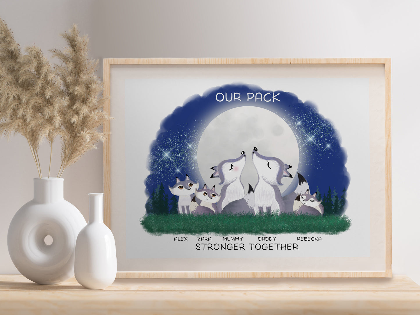 Personalised Wolf Family Print, Family Quotes, Wolf Pack Print, Christmas Gift, Cute Wolf Family Portrait, Personalised Gift, Secret Santa gift