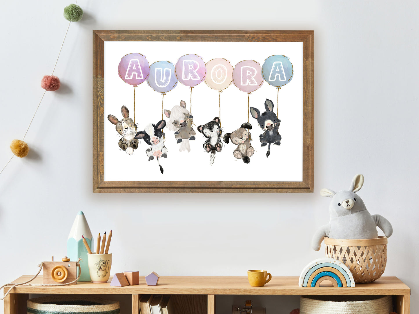Baby Name Print, Nursery Print, Personalised Baby Gift, 1st Birthday Gift, Christening Gift, Nursery Art Print, Animal Theme