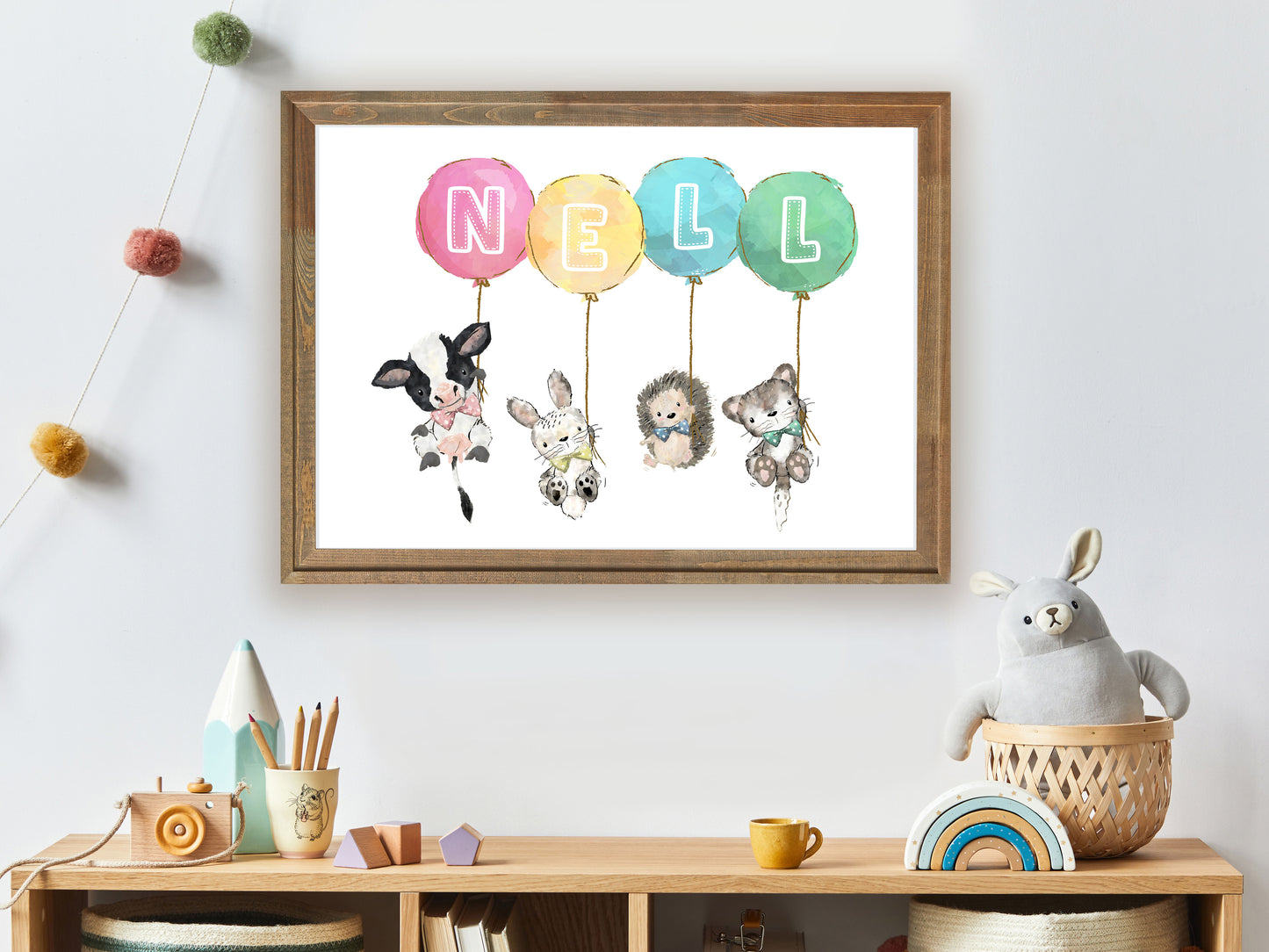 Baby Name Print, Nursery Print, Personalised Baby Gift, 1st Birthday Gift, Christening Gift, Nursery Art Print, Animal Theme