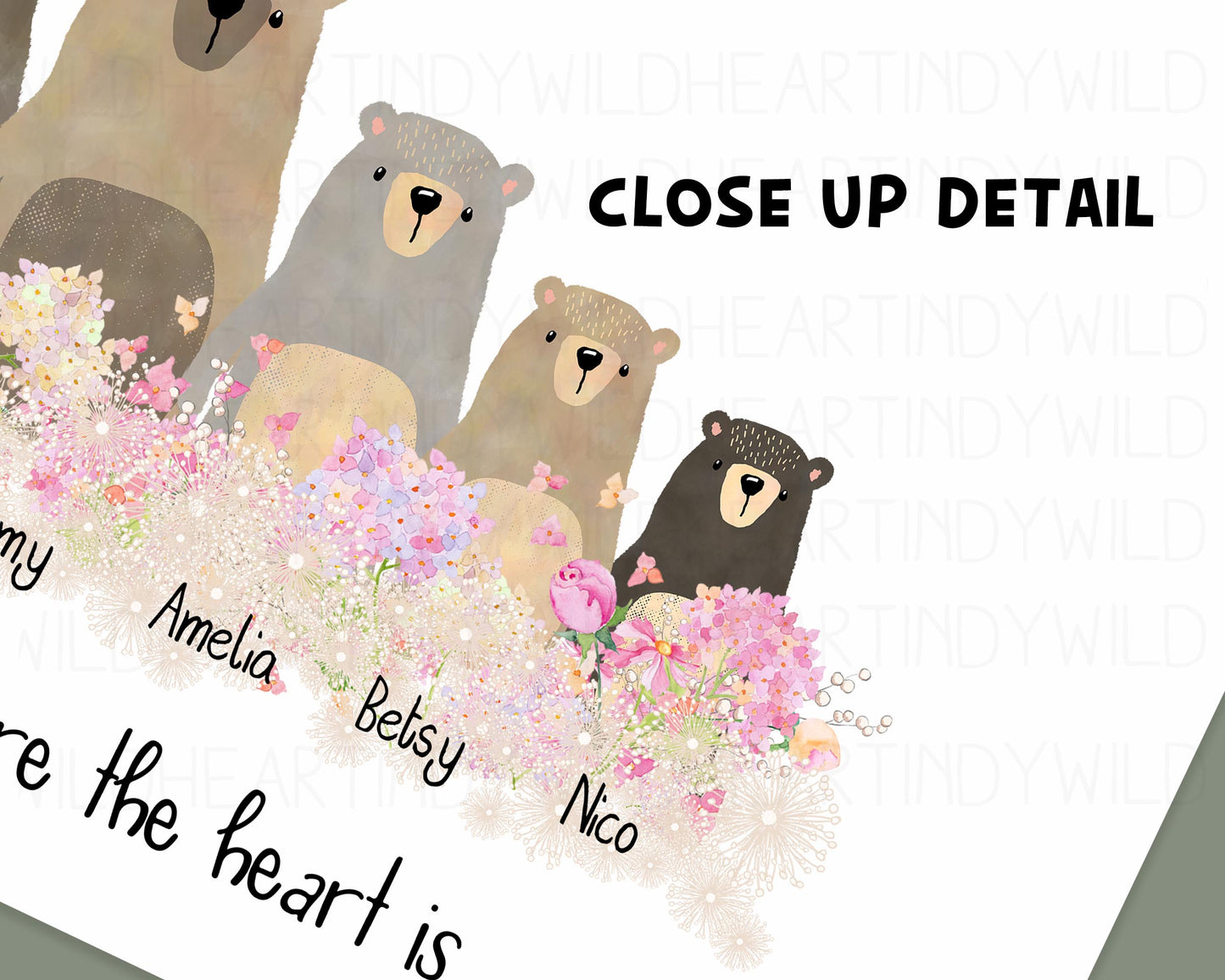 Personalised Bear Family Print, Birthday Gift for Her, Personalised Gift, Bear Print, Bear Family Portrait, Unique Family Print, Adoption Gift