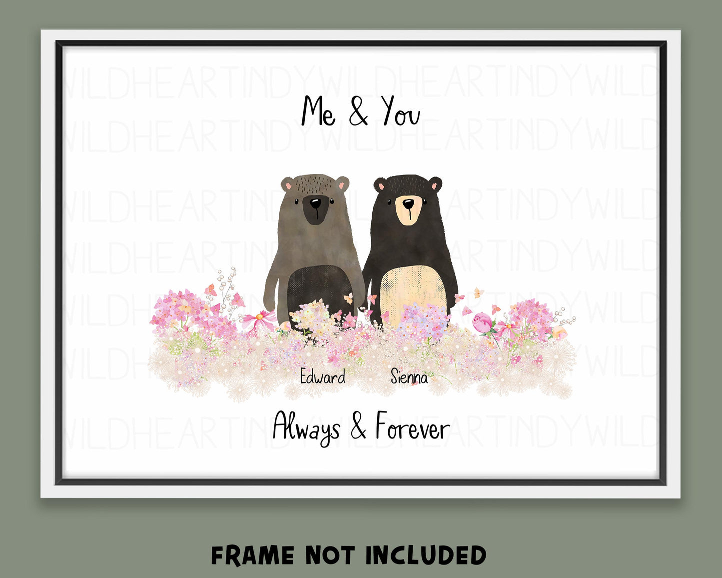Personalised Bear Family Print, Birthday Gift for Her, Personalised Gift, Bear Print, Bear Family Portrait, Unique Family Print, Adoption Gift