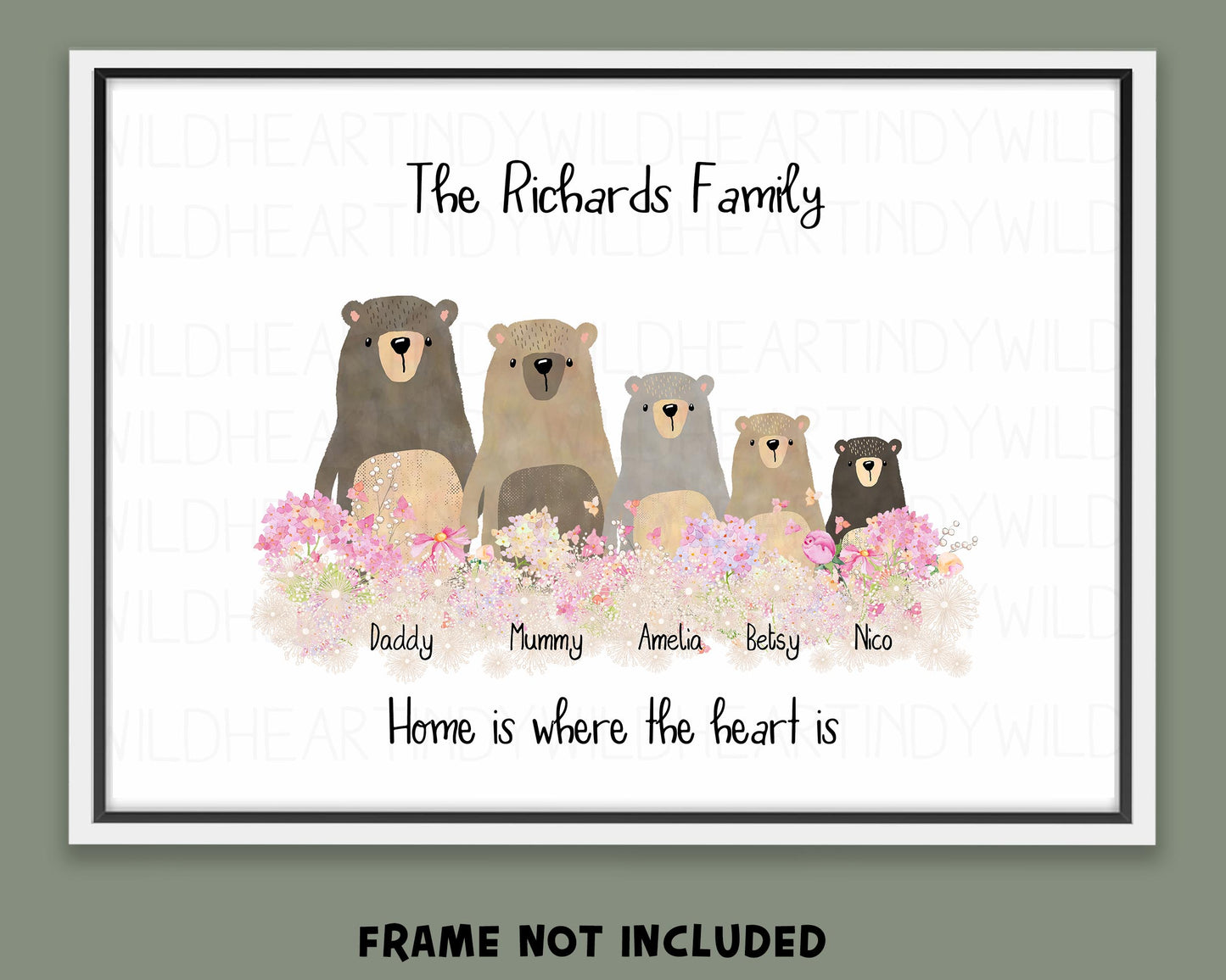 Personalised Bear Family Print, Birthday Gift for Her, Personalised Gift, Bear Print, Bear Family Portrait, Unique Family Print, Adoption Gift