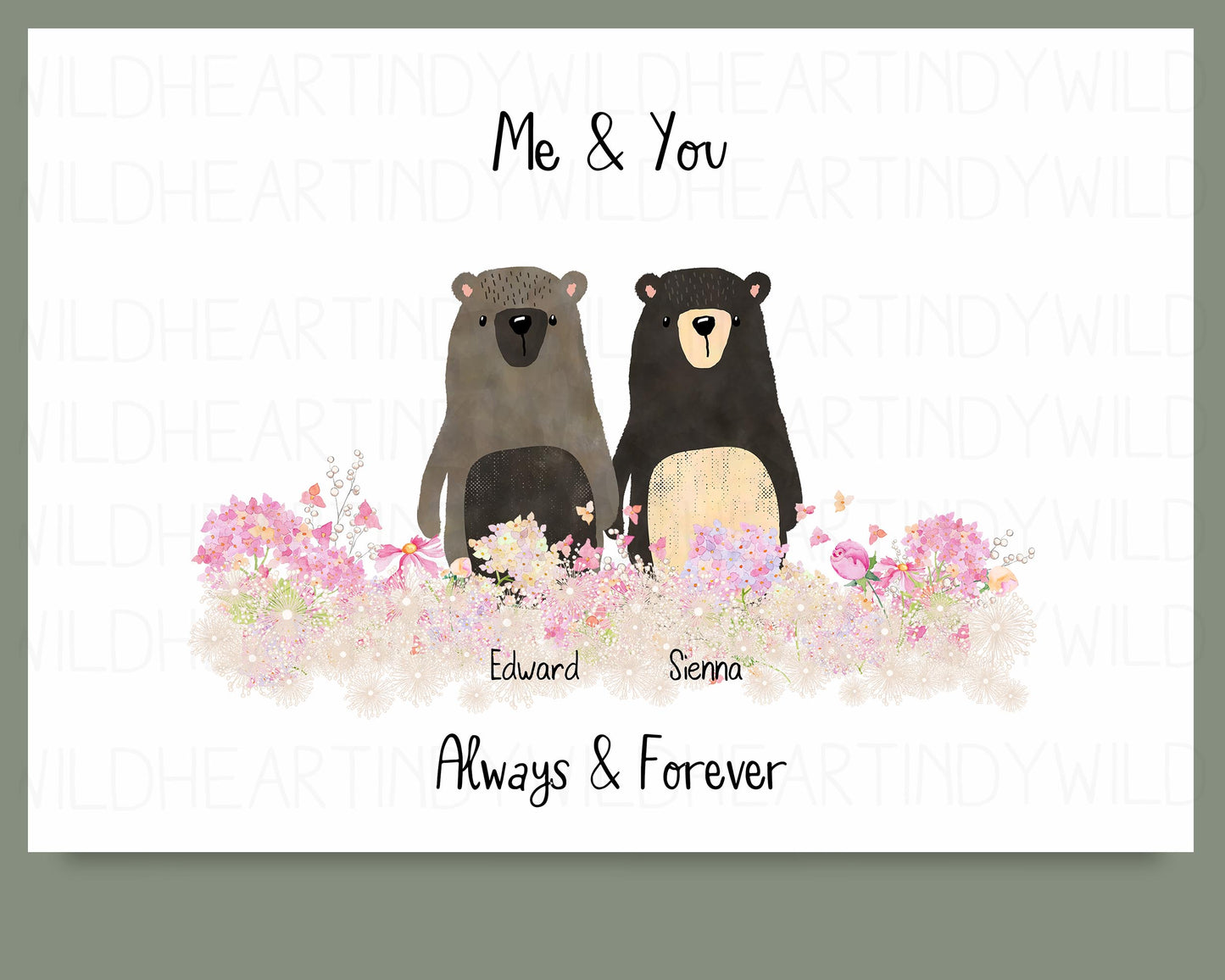 Personalised Bear Family Print, Birthday Gift for Her, Personalised Gift, Bear Print, Bear Family Portrait, Unique Family Print, Adoption Gift