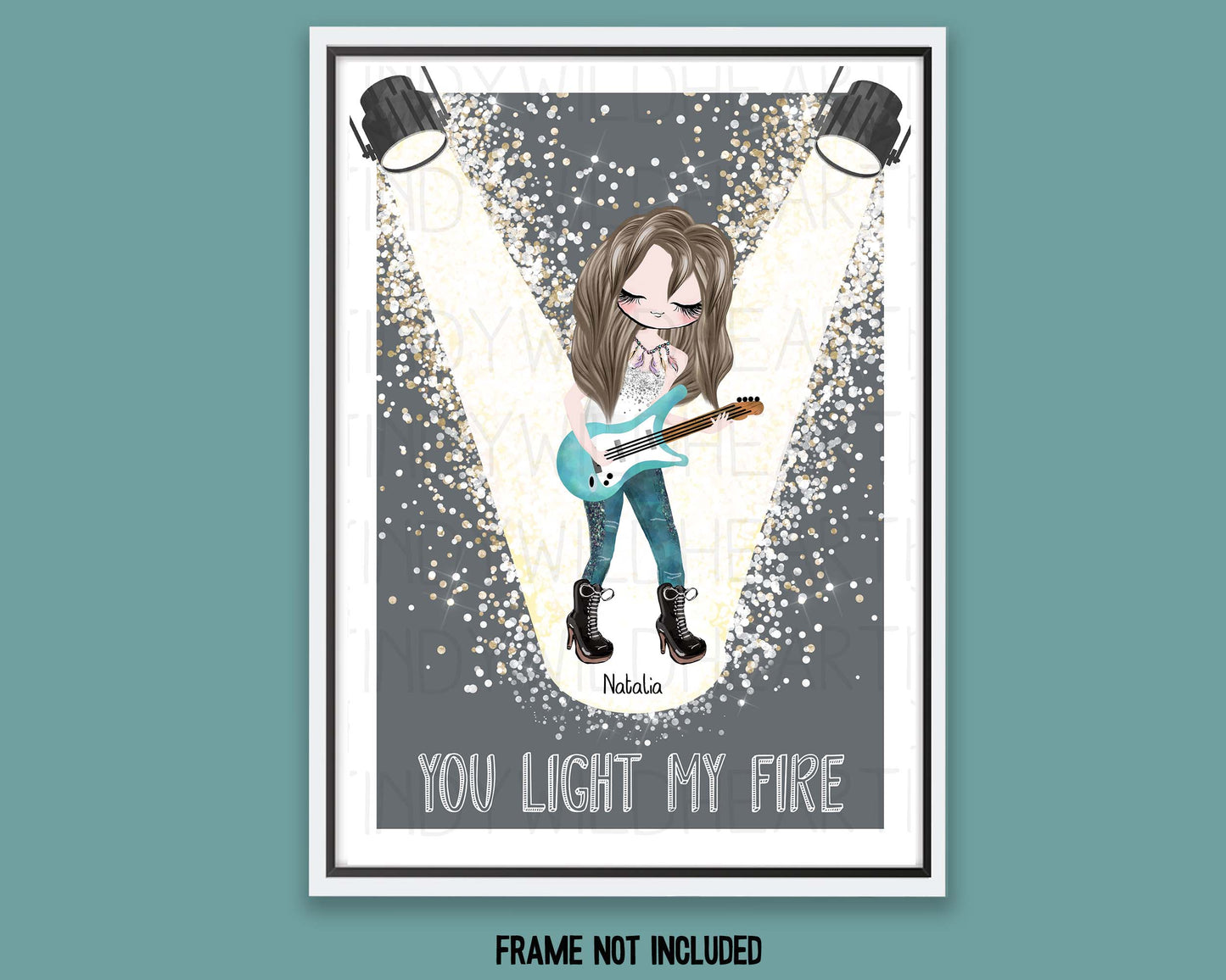 Personalised Best Friend Print Gift, Rock Chick Print, Music Lover Gift, Rock N Roll, Music Print, Gift for Friend, Christmas Gift for her, Secret santa gift