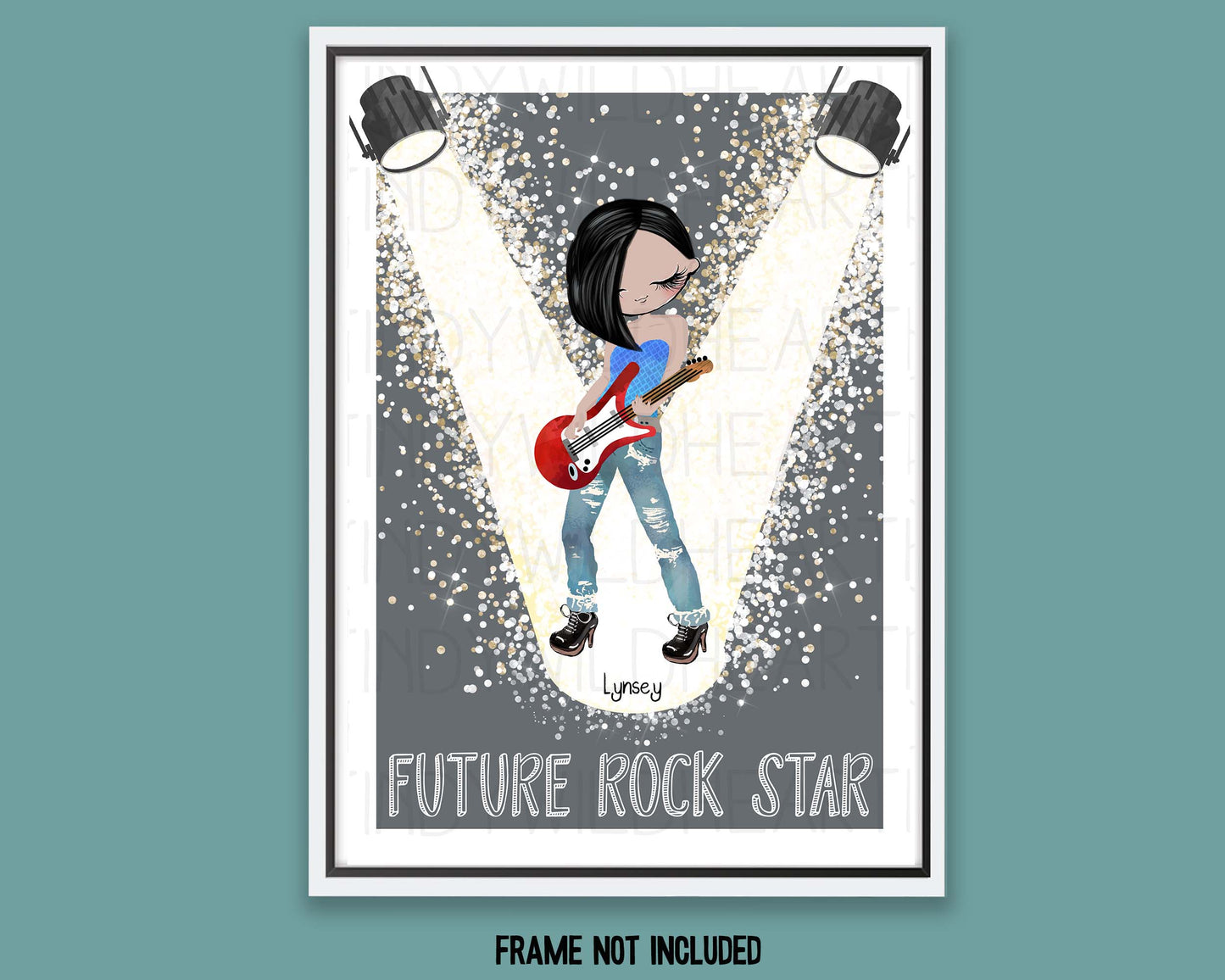 Personalised Best Friend Print Gift, Rock Chick Print, Music Lover Gift, Rock N Roll, Music Print, Gift for Friend, Christmas Gift for her, Secret santa gift