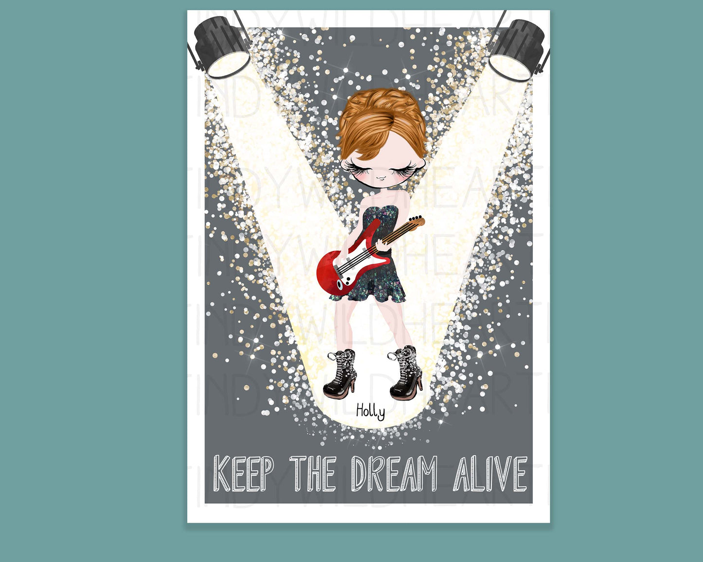 Personalised Best Friend Print Gift, Rock Chick Print, Music Lover Gift, Rock N Roll, Music Print, Gift for Friend, Christmas Gift for her, Secret santa gift