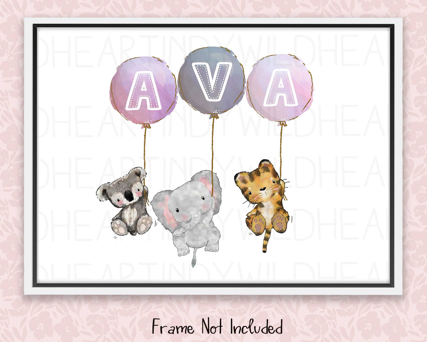 Baby Name Print, Nursery Print, Personalised Baby Gift, 1st Birthday Gift, Christening Gift, Nursery Art Print, Animal Theme