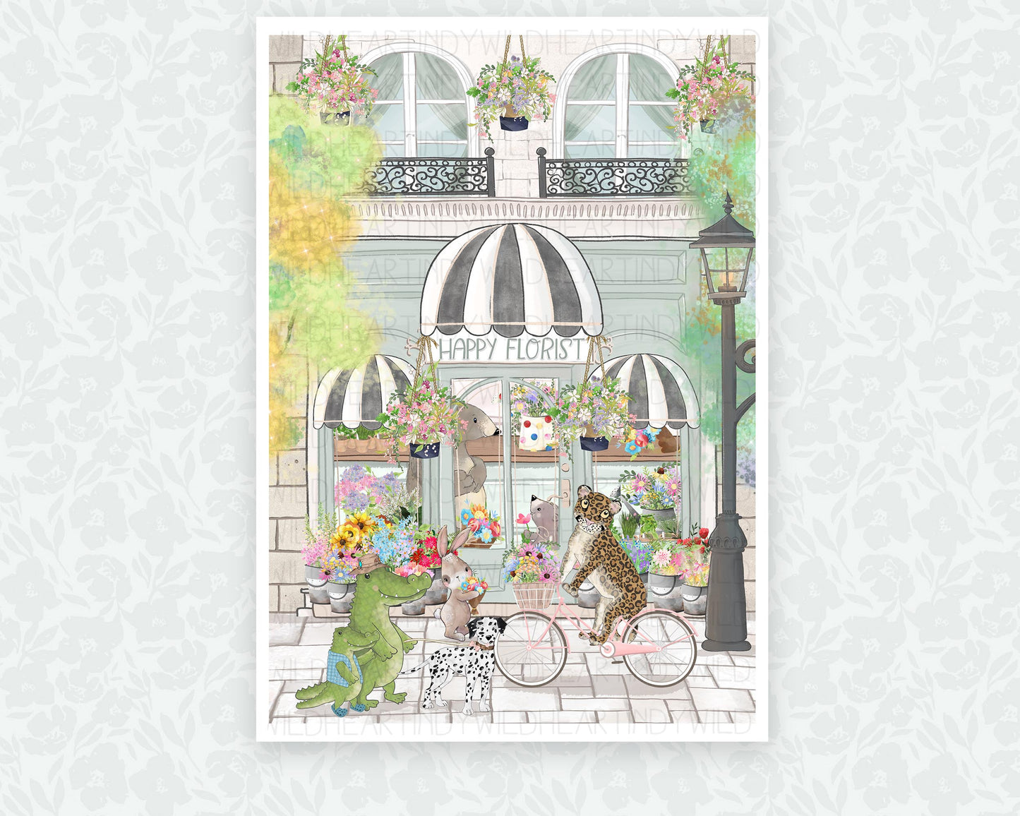 Animal Nursery Wall Art, Happy Florist Animal Print for Children's Bedroom, Beautiful Nursery Prints with an Animal Theme in Pastel Tones, Whimsical Animal Art, Colourful Nursery Art, Floral