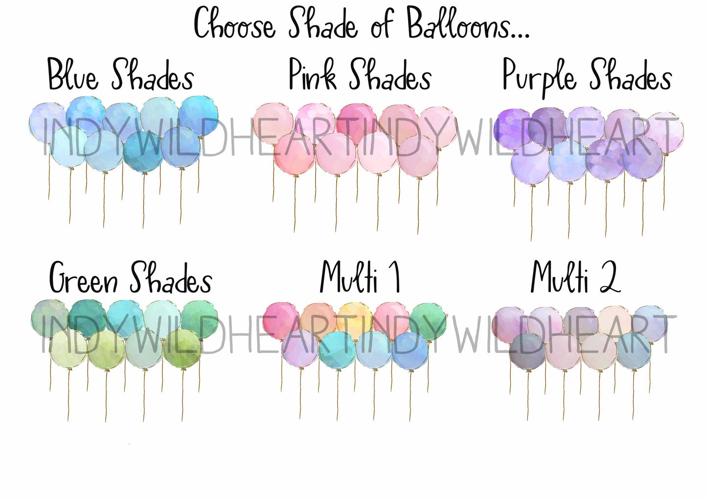 balloon colour shade options for personalised baby name print