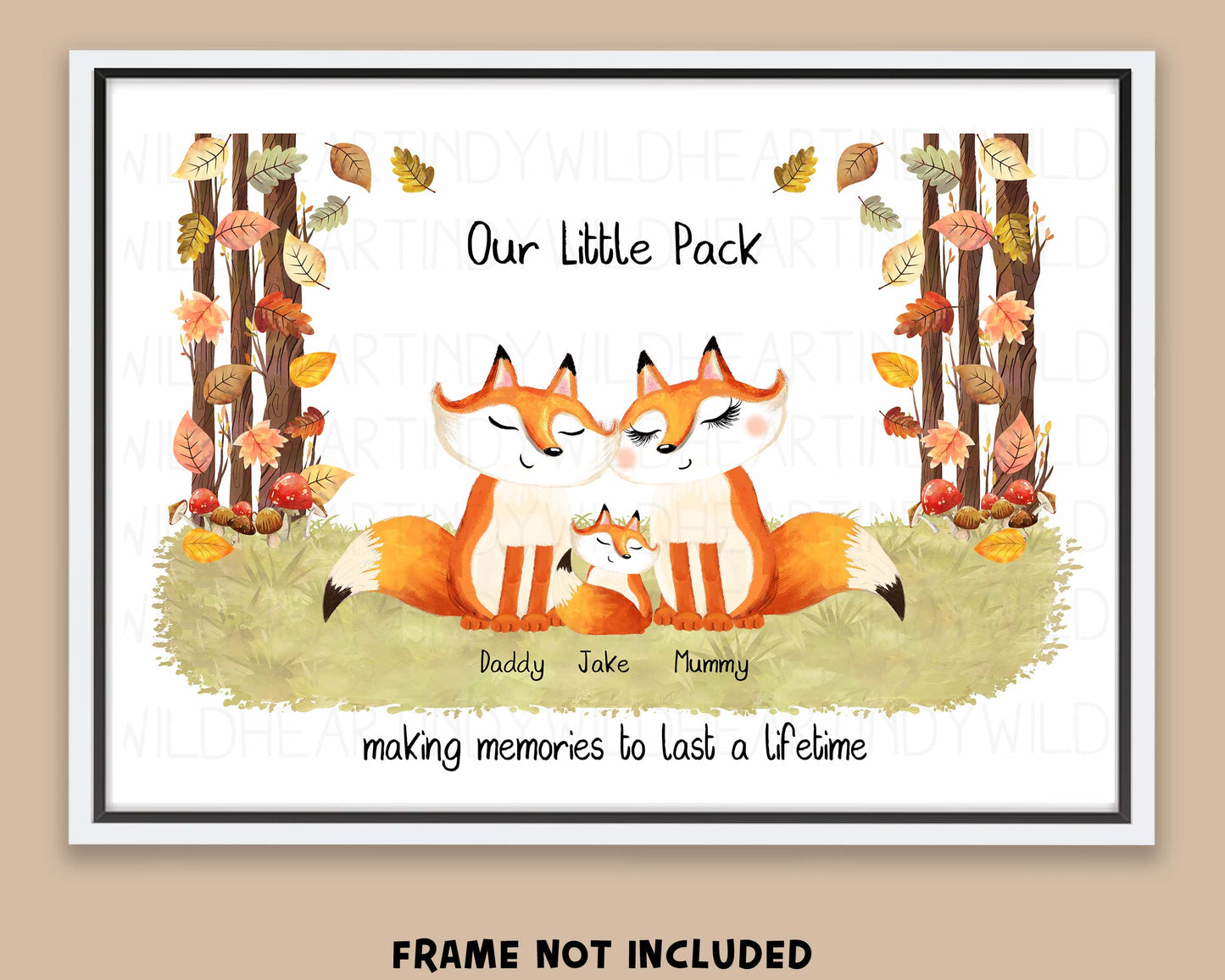 Personalised Fox Family Print, Family Quotes - Fox Print, Christmas Gift, Cute Fox Family Portrait, Personalised Gift, Secret Santa gift