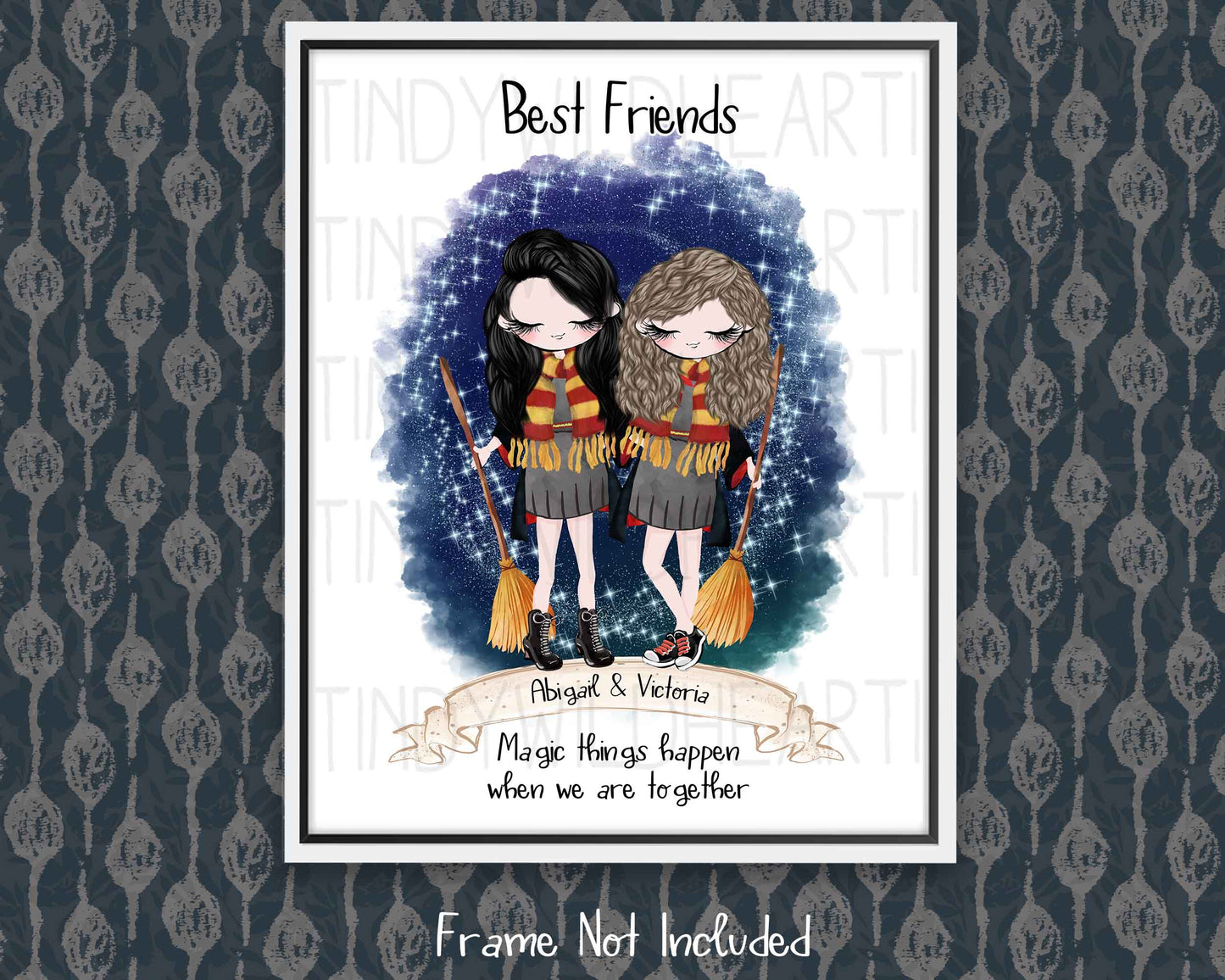 Personalised Best Friend Print Gift, Witches & Wizards Gift, Christmas Gift, Personalised Gift for Best Friend, Gift for Her, Movie Lovers