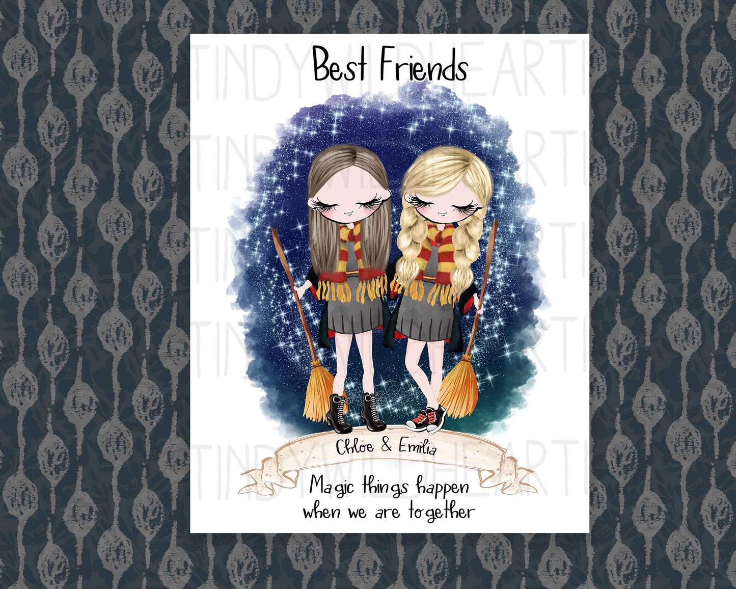 Personalised Best Friend Print Gift, Witches & Wizards Gift, Christmas Gift, Personalised Gift for Best Friend, Gift for Her, Movie Lovers
