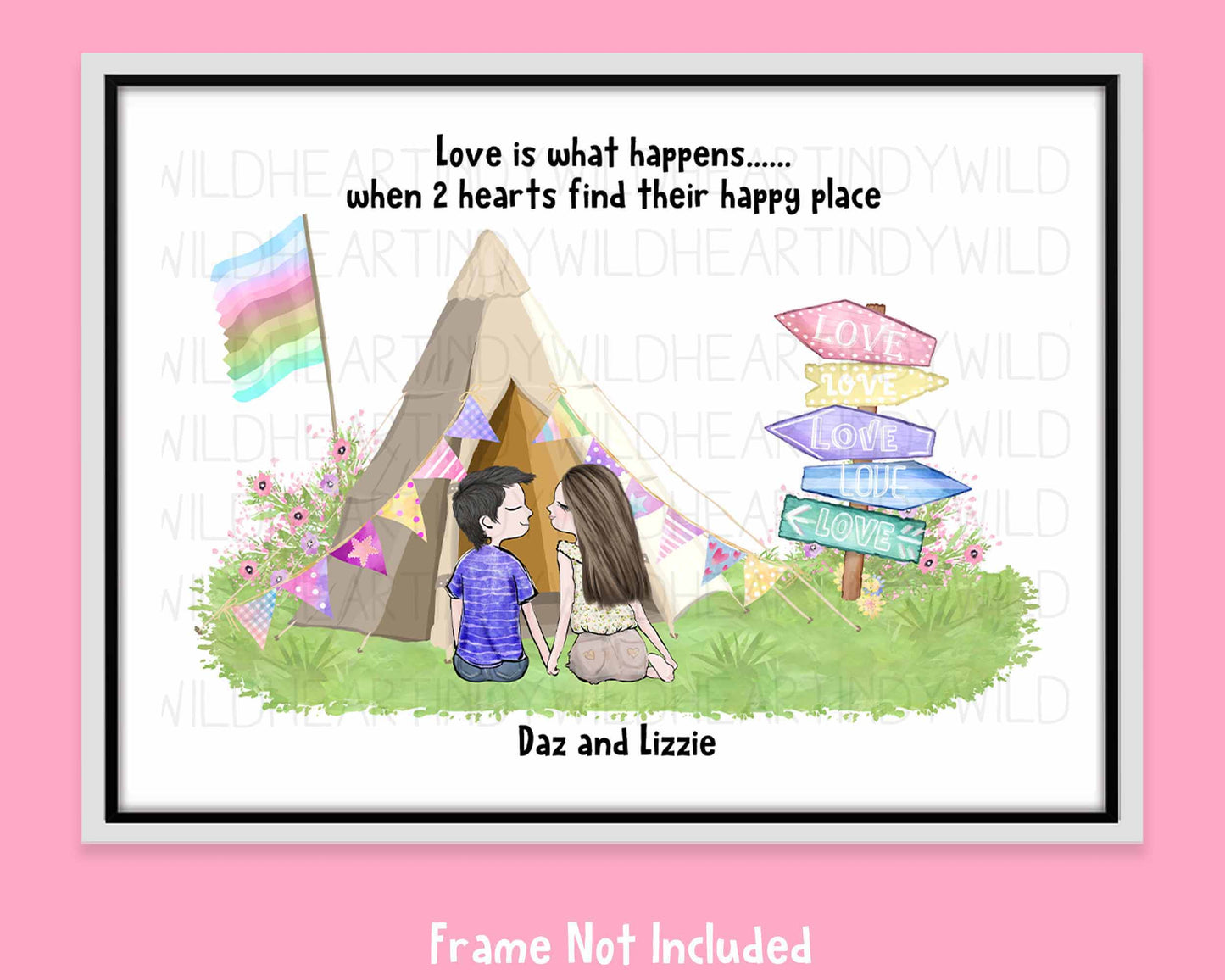 Love is Couple Print - Engagement Gift idea - Valentines Gift Idea - Gift for Her - Personalised For You - Cute Couple Art Print - Love is...