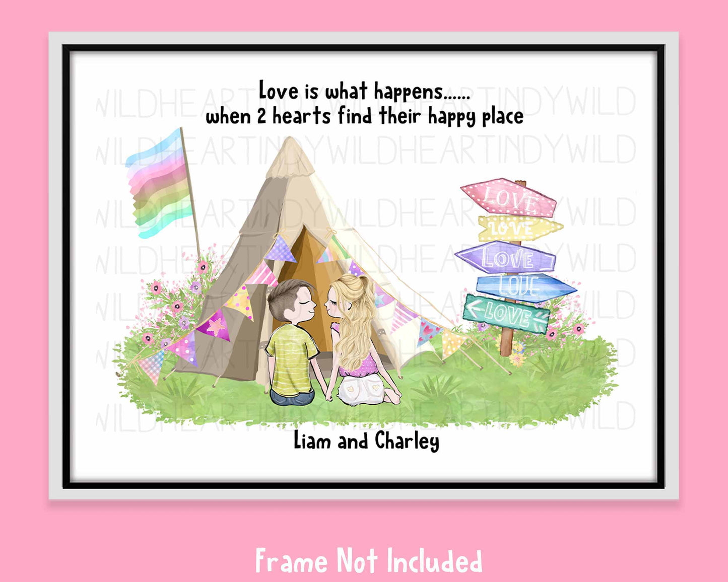 Love is Couple Print - Engagement Gift idea - Valentines Gift Idea - Gift for Her - Personalised For You - Cute Couple Art Print - Love is...