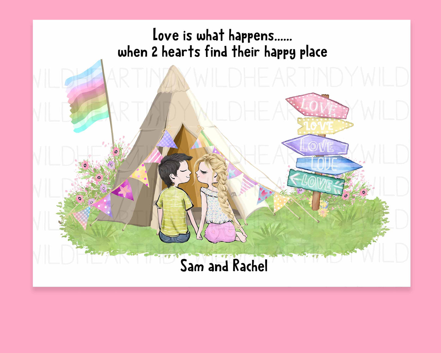Love is Couple Print - Engagement Gift idea - Valentines Gift Idea - Gift for Her - Personalised For You - Cute Couple Art Print - Love is...